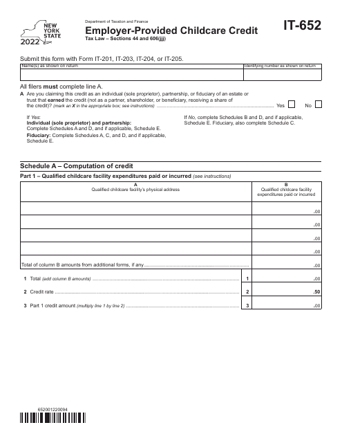 Form IT-652 2022 Printable Pdf