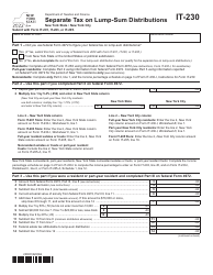 Document preview: Form IT-230 Separate Tax on Lump-Sum Distributions - New York