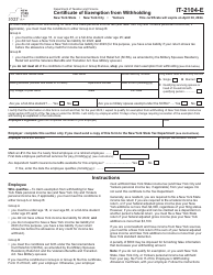 Form IT-2104-E - 2023 - Fill Out, Sign Online and Download Fillable PDF ...