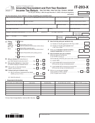 Document preview: Form IT-203-X Amended Nonresident and Part-Year Resident Income Tax Return - New York, 2022