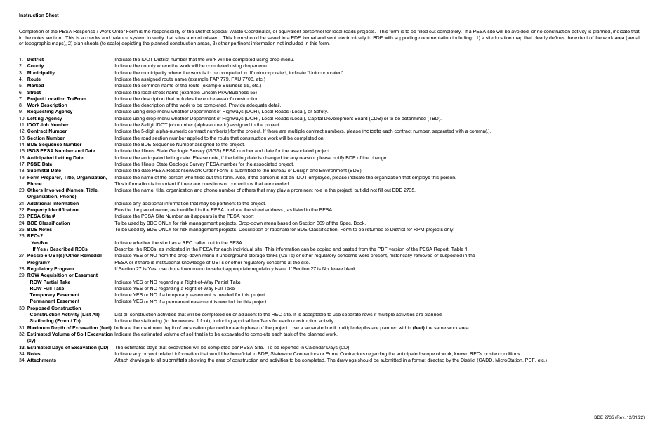 Form BDE2735 Pesa Response / Psi Work Order - Illinois, Page 3