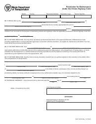 Form BLR14220 Resolution for Maintenance Under the Illinois Highway Code - Illinois