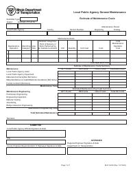 Form BLR14222 Local Public Agency General Maintenance - Estimate of Maintenance Costs - Illinois