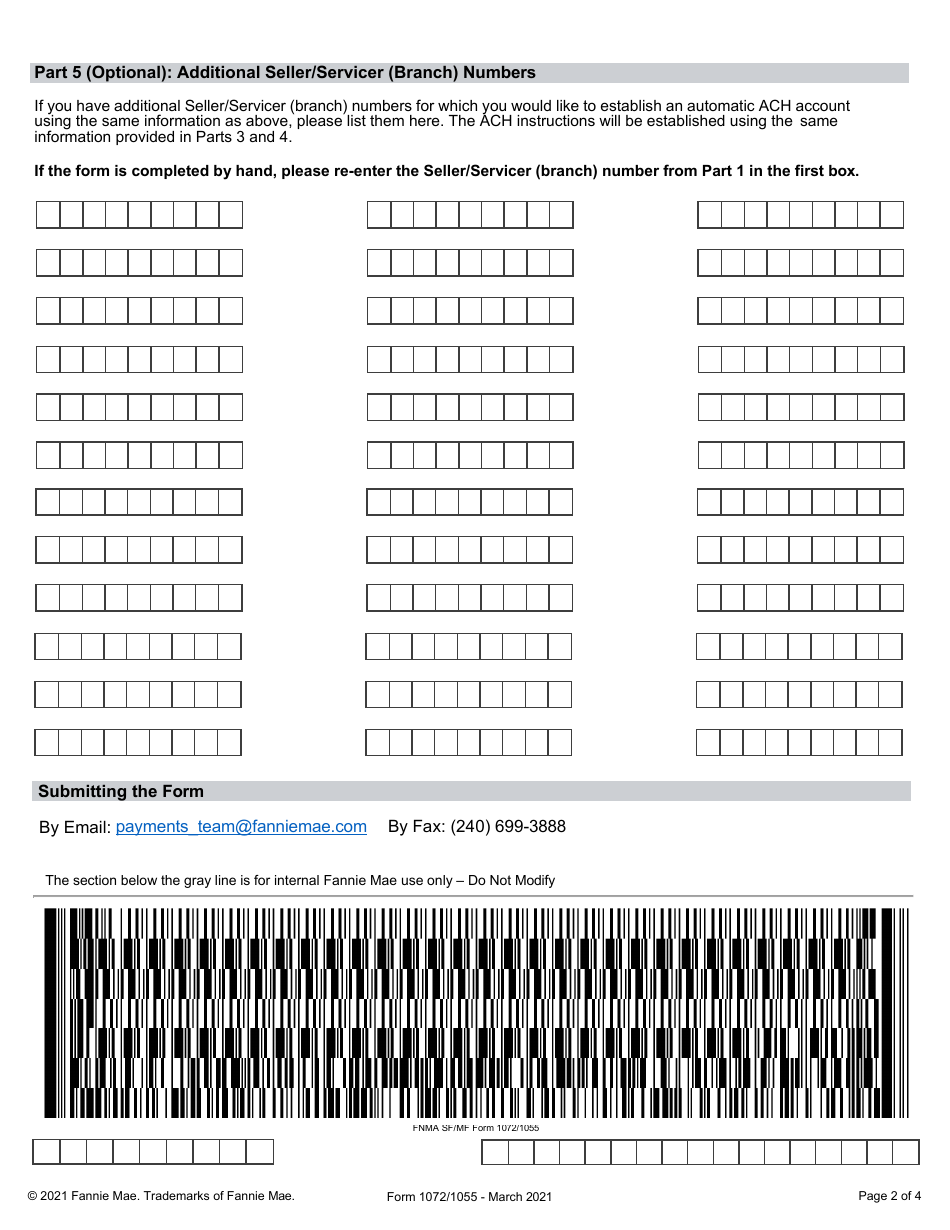 Form 1072 (1055) Authorization for Automatic Transfer of Funds, Page 2