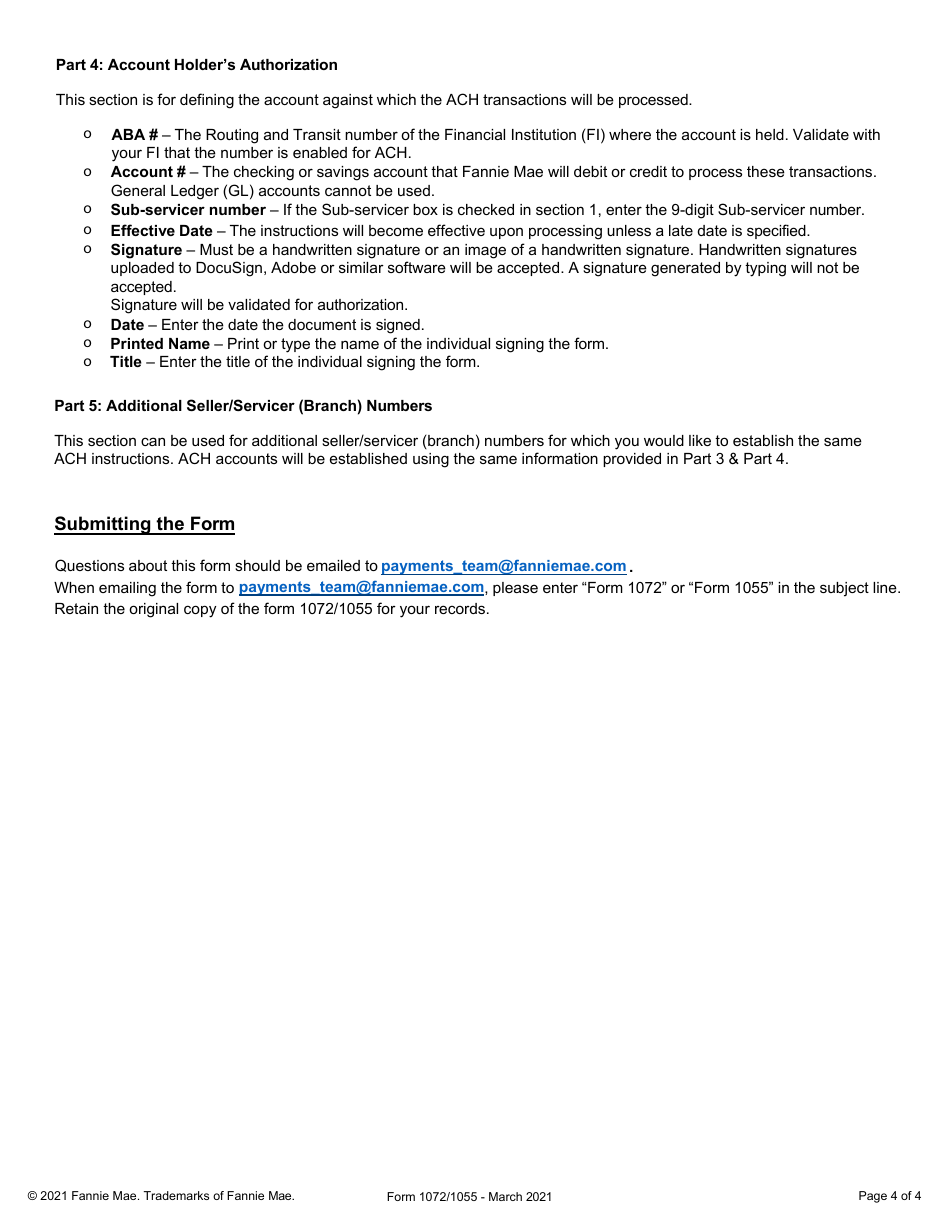 Form 1072 (1055) Authorization for Automatic Transfer of Funds, Page 4