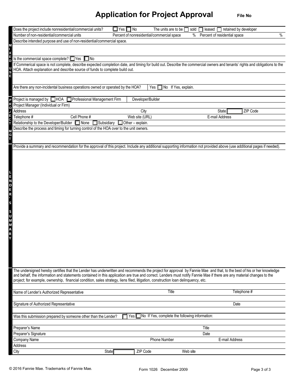 Form 1026 Application for Project Approval, Page 3