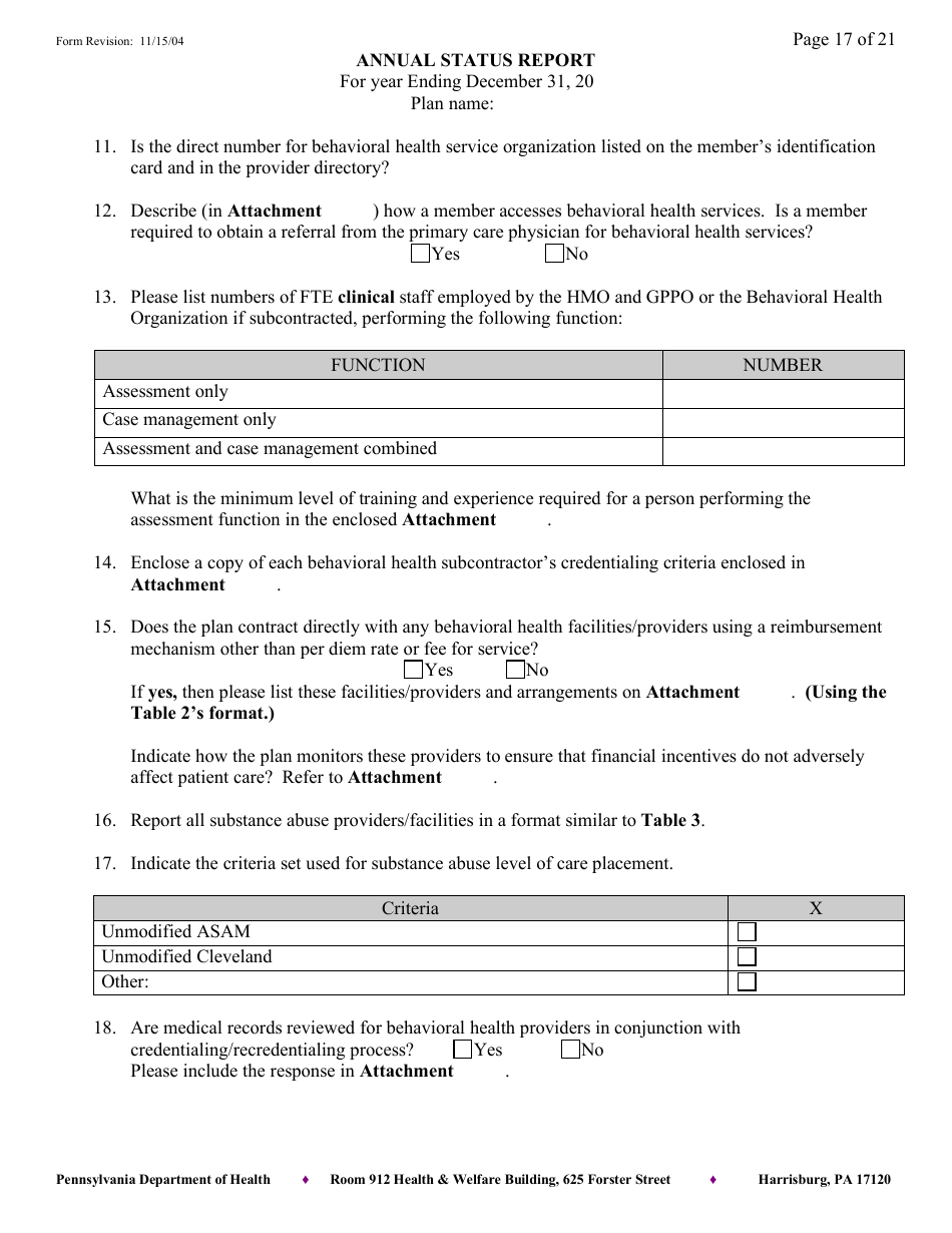 Annual Status Report - Pennsylvania, Page 17