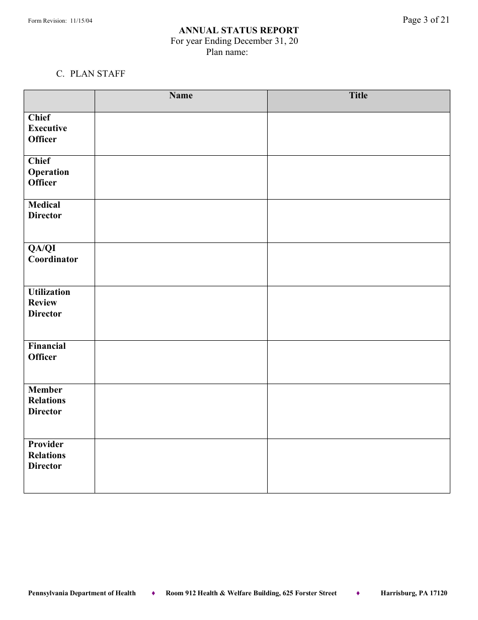 Annual Status Report - Pennsylvania, Page 3