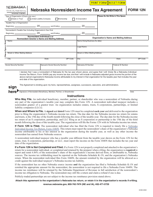 Form 12N  Printable Pdf