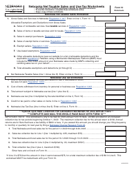 Document preview: Form 10 Nebraska Net Taxable Sales and Use Tax Worksheets - Nebraska