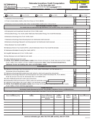 Form 3800N Nebraska Incentives Credit Computation for Tax Years After 2021 - Nebraska