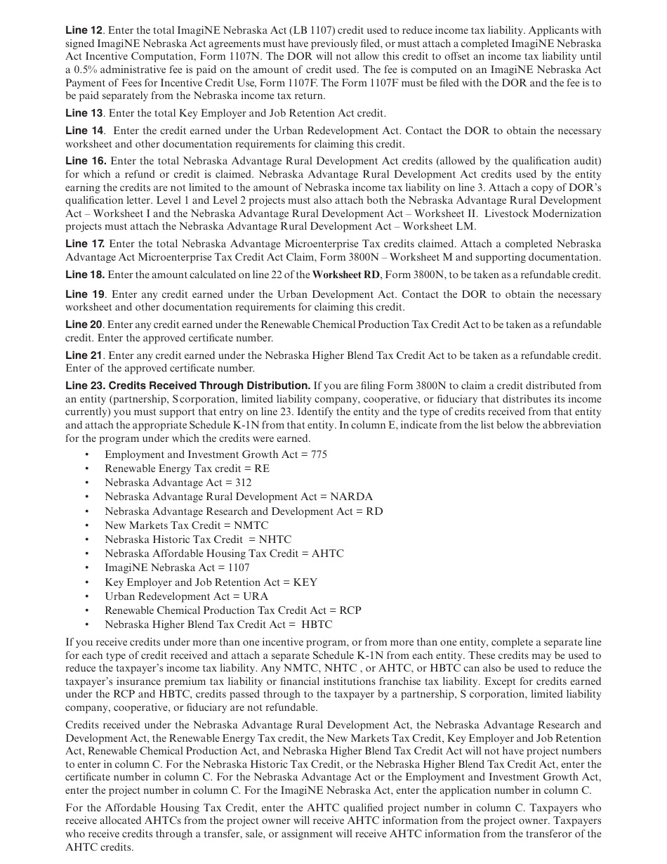 Form 3800N Fill Out, Sign Online and Download Fillable PDF, Nebraska