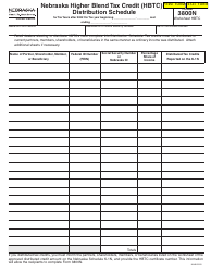 Form 3800N Worksheet HBTC Nebraska Higher Blend Tax Credit (Hbtc) - Distribution Schedule - Nebraska