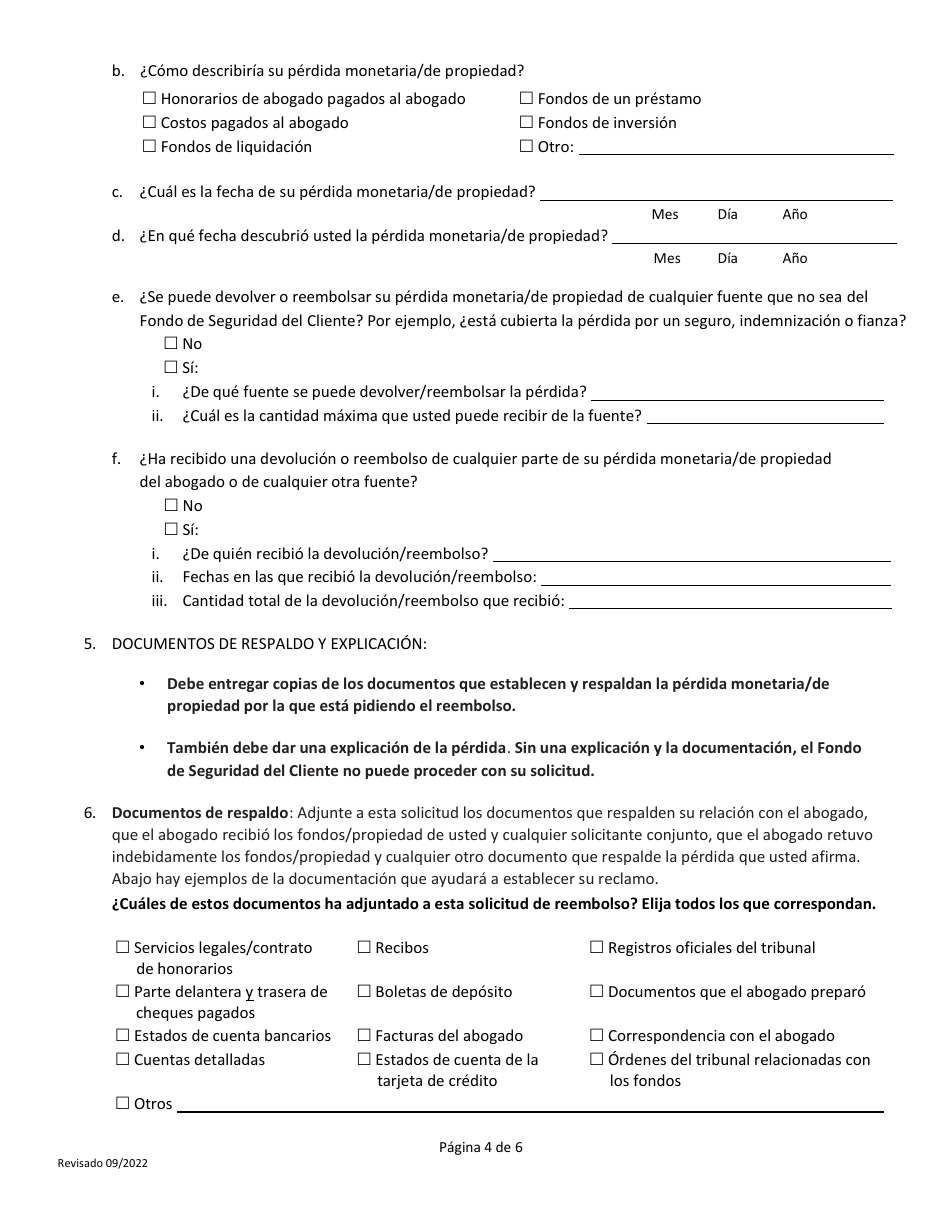 Reembolso Del Fondo De Seguridad Para Clientes - California (Spanish), Page 4