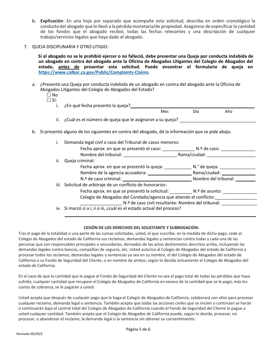 Reembolso Del Fondo De Seguridad Para Clientes - California (Spanish), Page 5