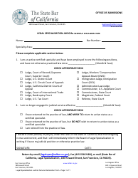 Document preview: Legal Specialization Judicial Service Declaration - California