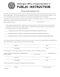 Document preview: Photo/Video Release Form - Washington