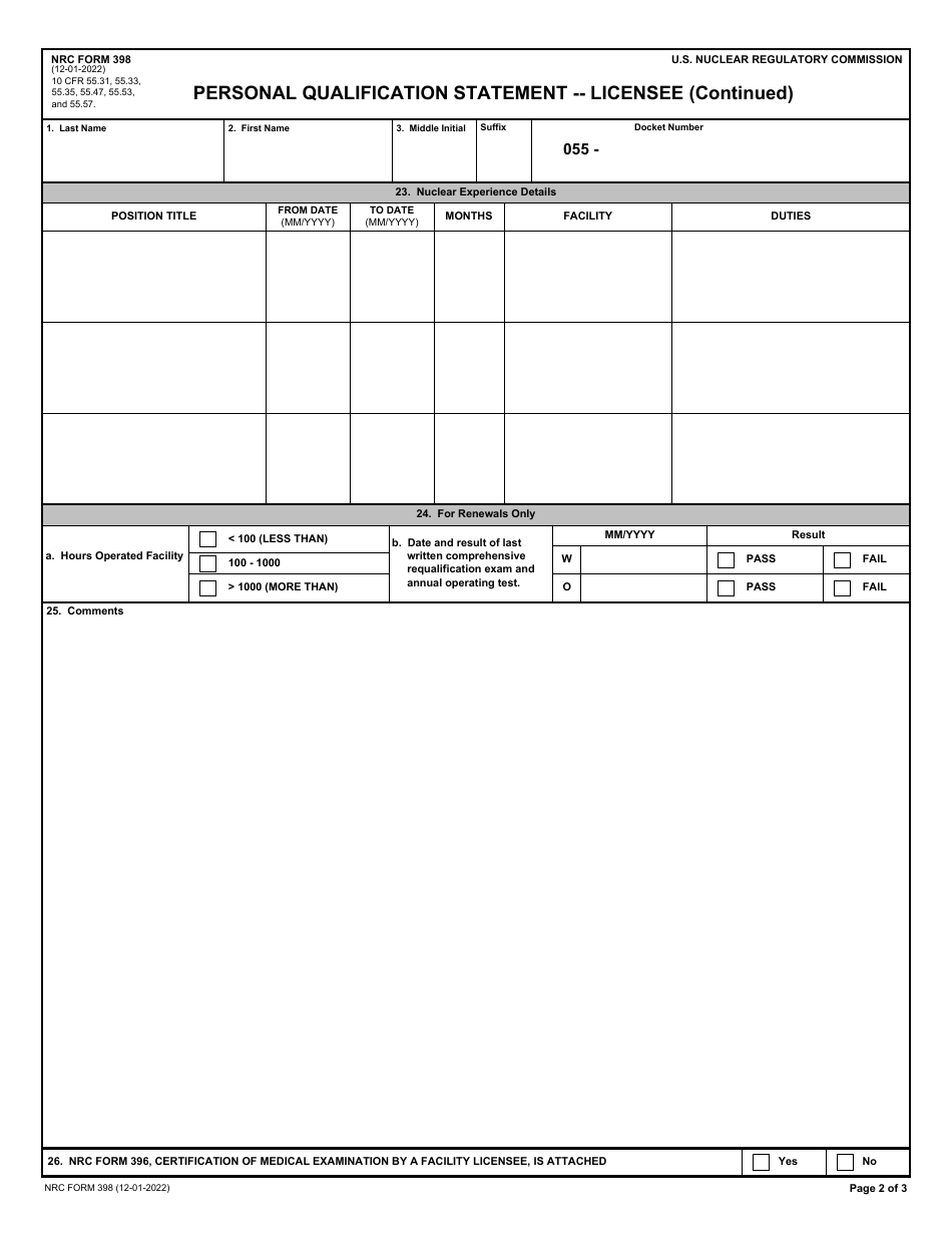 NRC Form 398 Personally Identifiable Information - Withhold Under 10 Cfr 2.390, Page 2