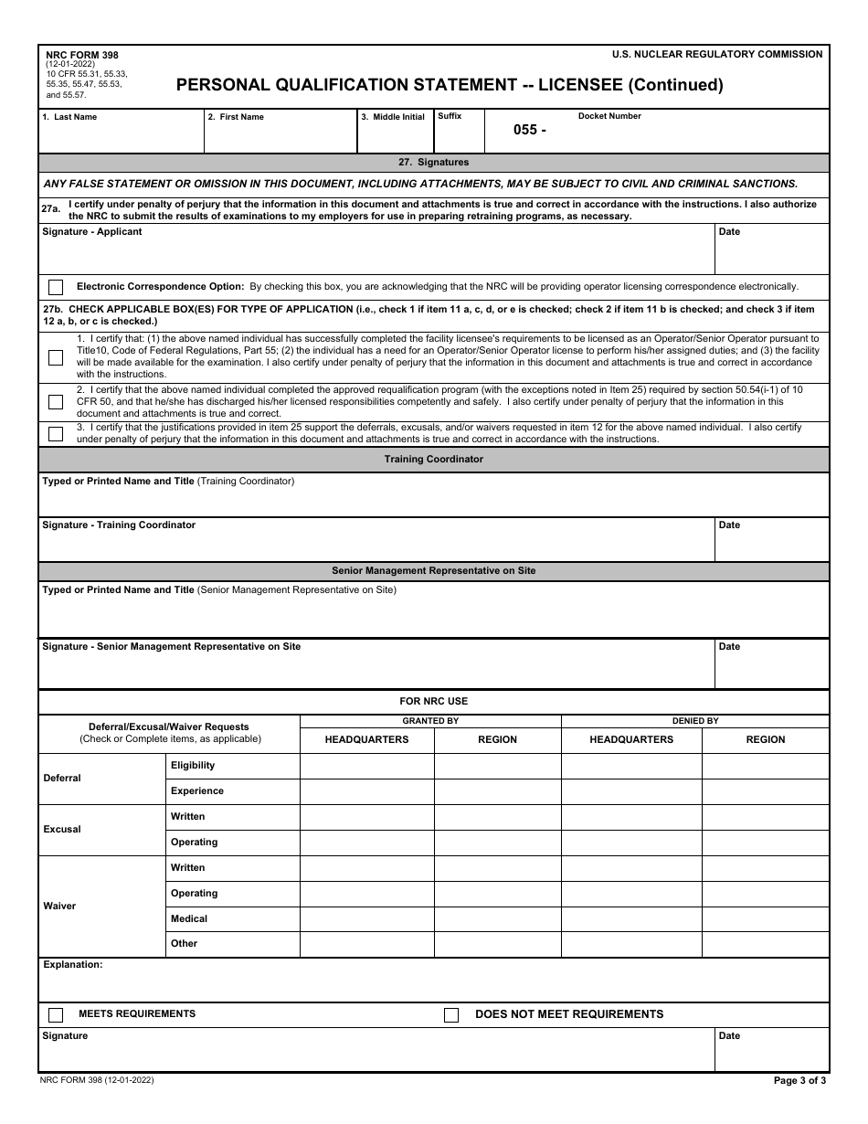 NRC Form 398 Personally Identifiable Information - Withhold Under 10 Cfr 2.390, Page 3