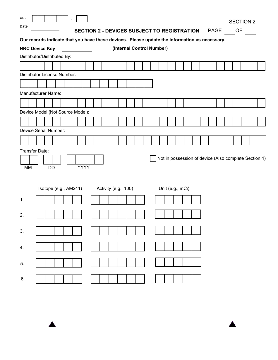 NRC Form 664 General Licensee Registration, Page 7