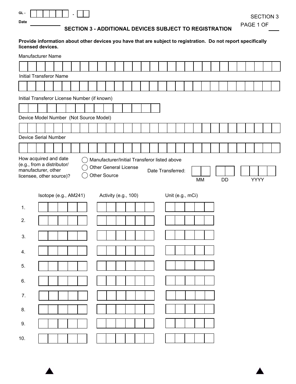 NRC Form 664 General Licensee Registration, Page 8