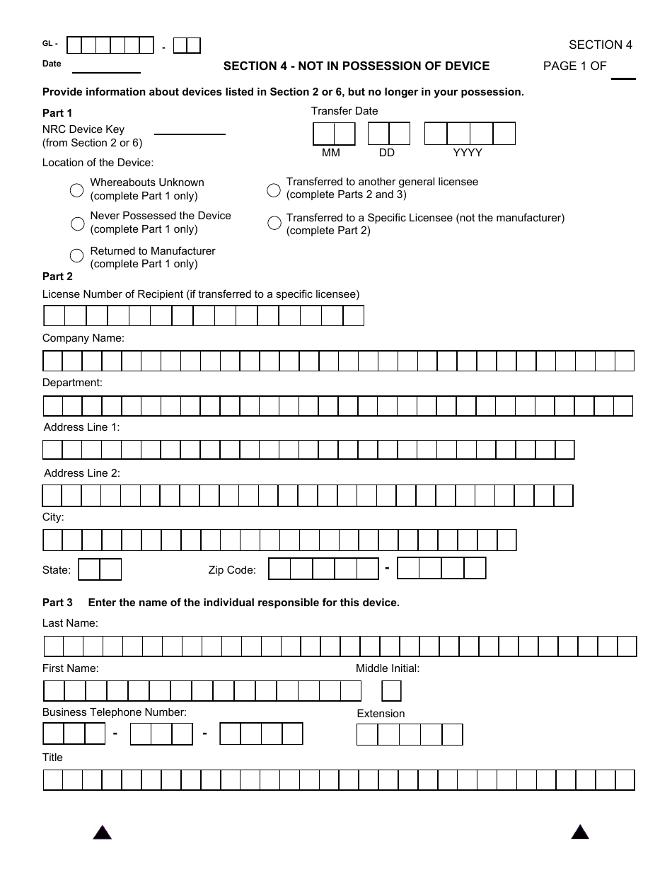 NRC Form 664 General Licensee Registration, Page 9