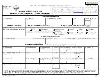 NRC Form 748A Report Source Inventory National Source Tracking Transaction Report