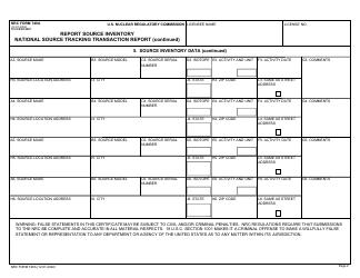 NRC Form 748A Report Source Inventory National Source Tracking Transaction Report, Page 2