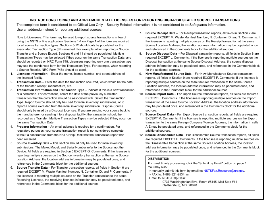 NRC Form 748 National Source Tracking Transaction Report, Page 16