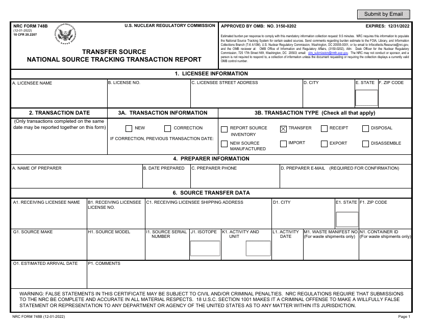 NRC Form 748B  Printable Pdf