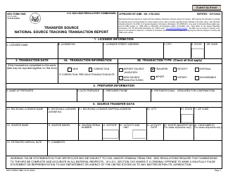 NRC Form 748B Transfer Source National Source Tracking Transaction Report