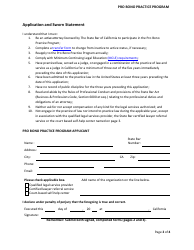 Application and Sworn Statement - Pro Bono Practice Program - California, Page 2