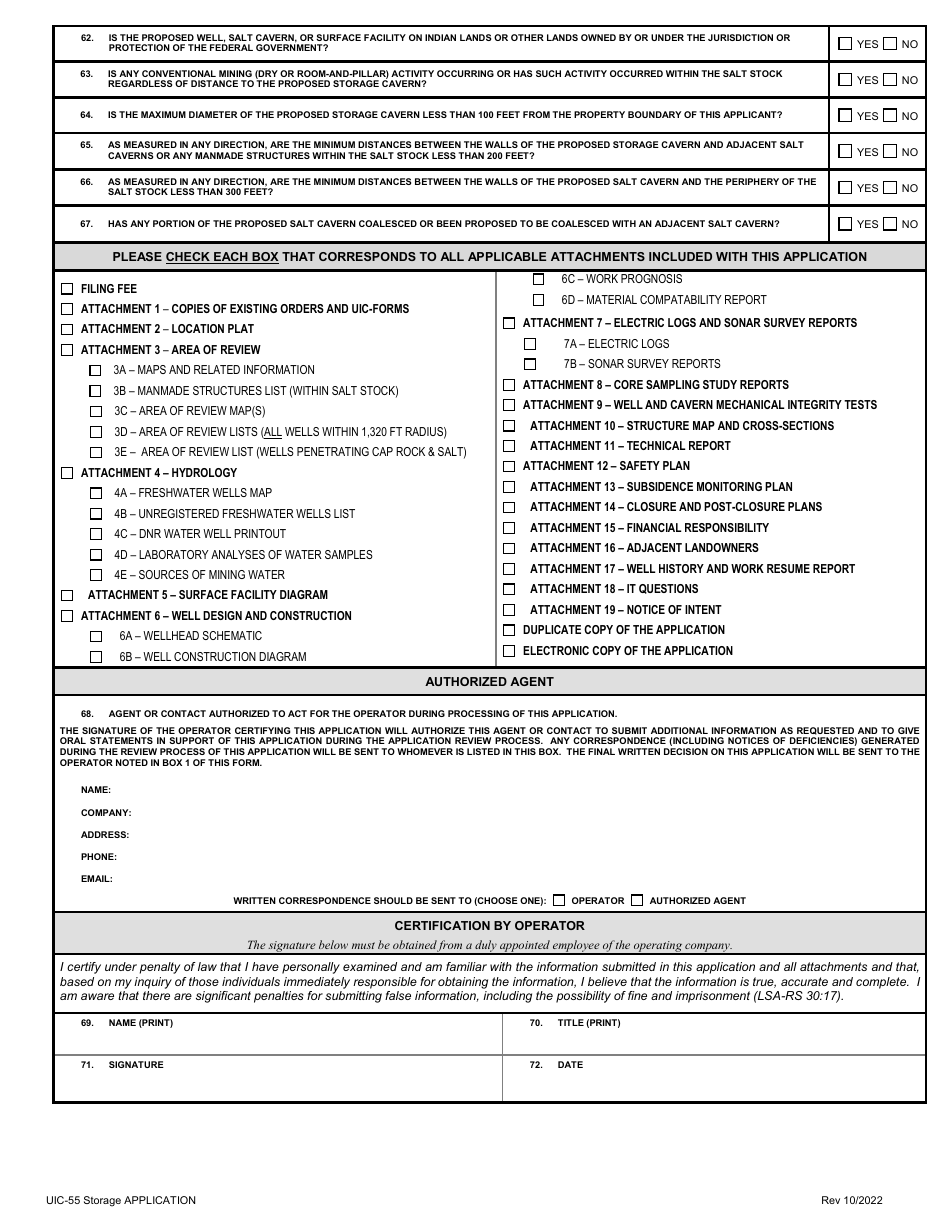 Form UIC-55 Class V Storage Well Application - Louisiana, Page 3