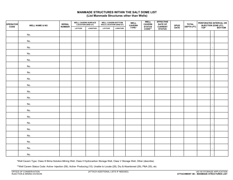 Form UIC-55 Class V Storage Well Application - Louisiana, Page 4