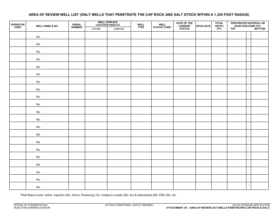 Form UIC-55 Class V Storage Well Application - Louisiana, Page 6