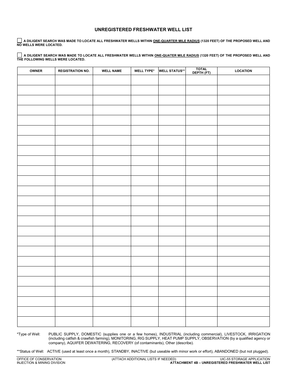 Form UIC-55 Class V Storage Well Application - Louisiana, Page 7