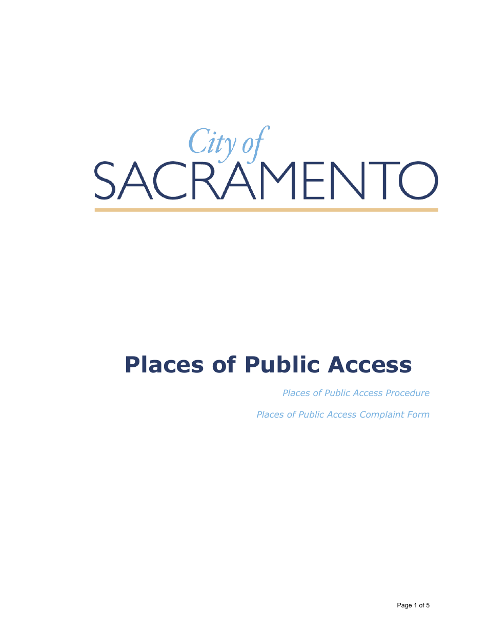 Places of Public Access Complaint Form - City of Sacramento, California, Page 1