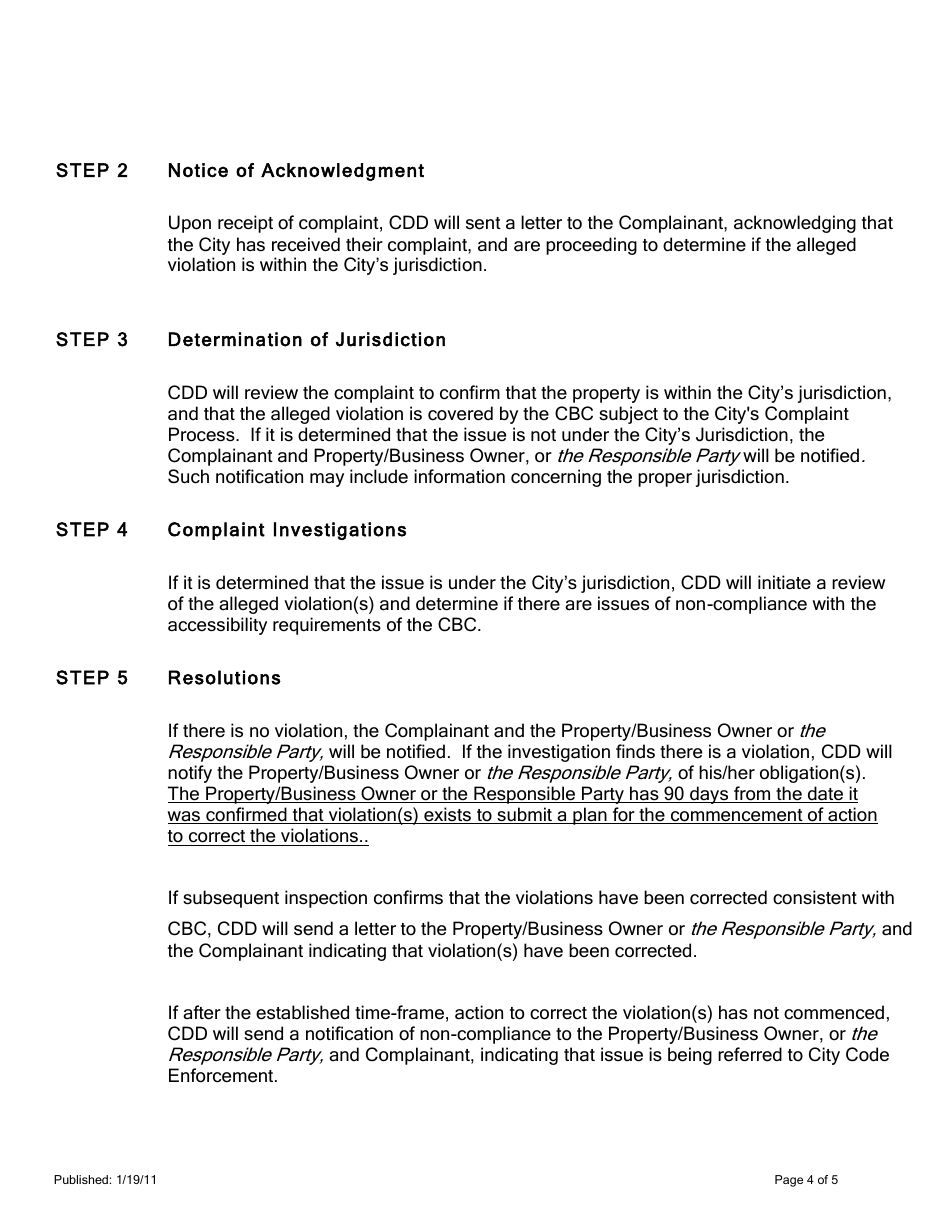 Places of Public Access Complaint Form - City of Sacramento, California, Page 4