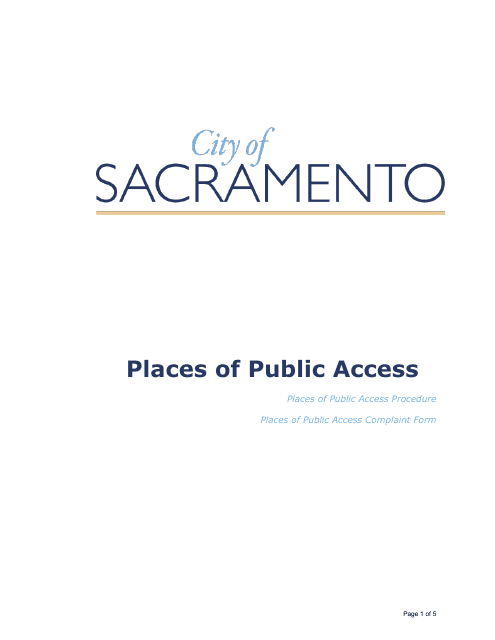 Places of Public Access Complaint Form - City of Sacramento, California Download Pdf