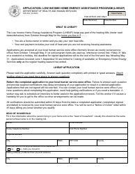 Form SFN529 Application: Low Income Home Energy Assistance Program (Liheap) - North Dakota