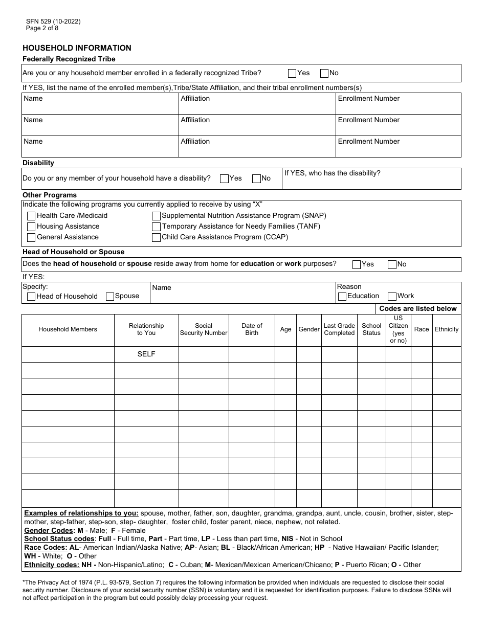 Form SFN529 Application: Low Income Home Energy Assistance Program (Liheap) - North Dakota, Page 2