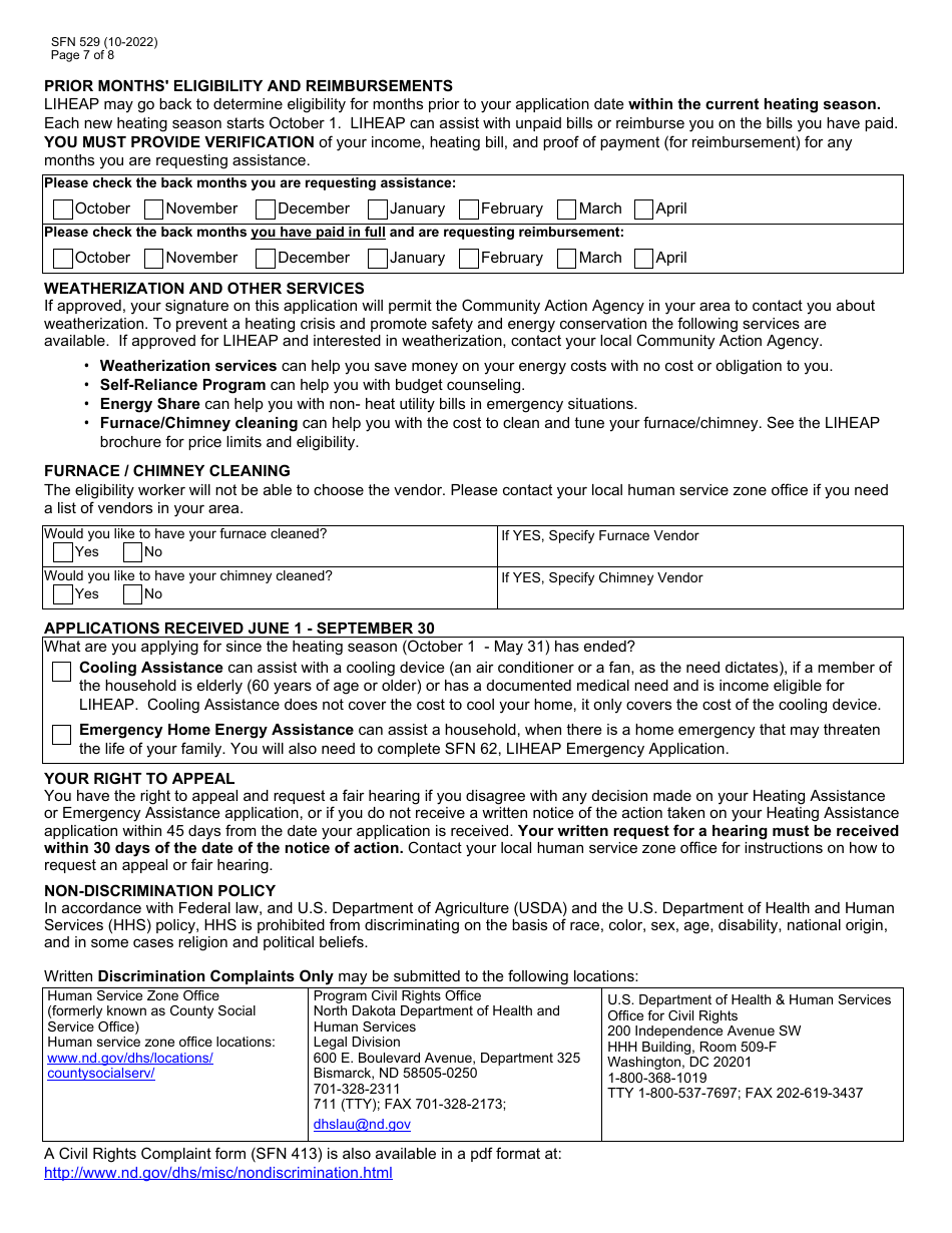 Form SFN529 Application: Low Income Home Energy Assistance Program (Liheap) - North Dakota, Page 7