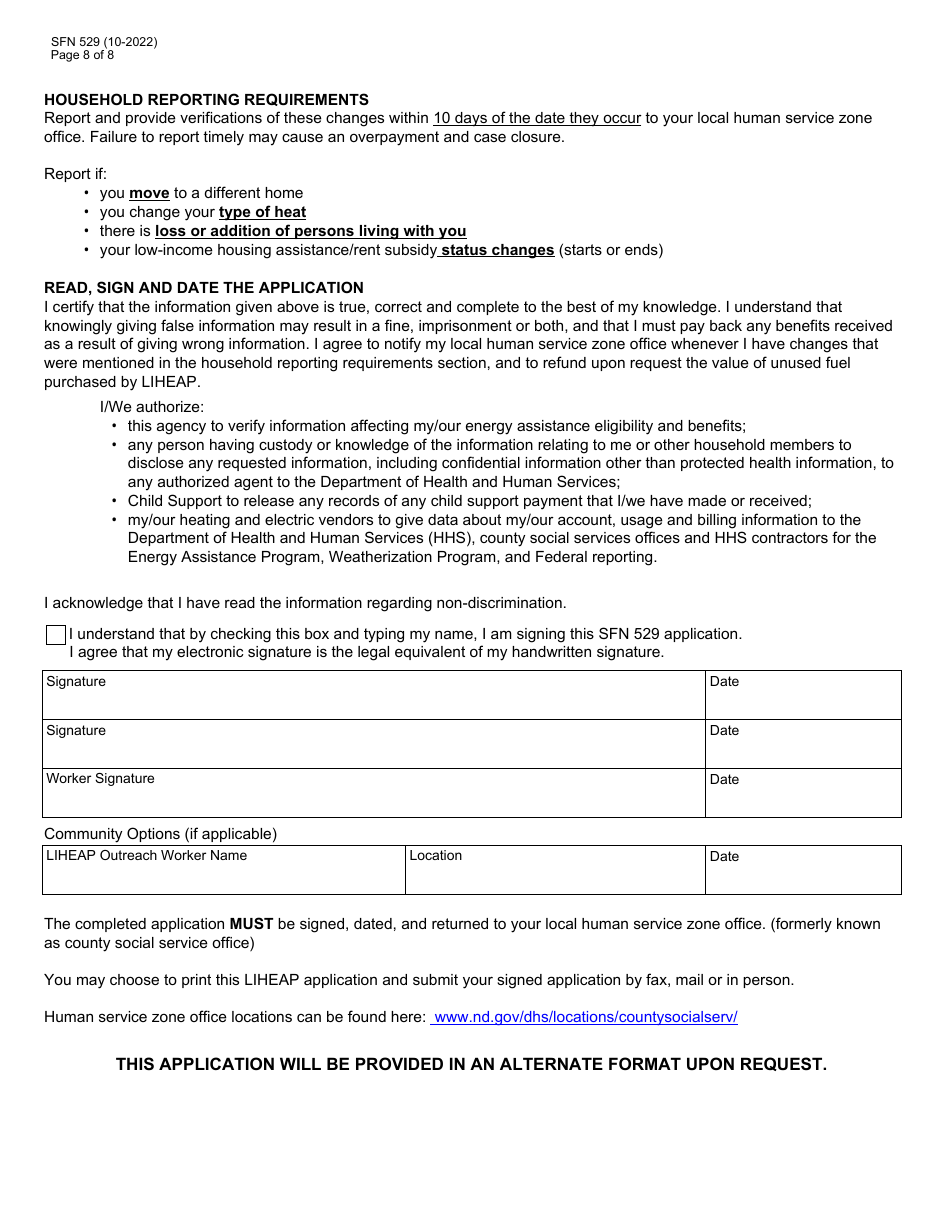Form SFN529 Application: Low Income Home Energy Assistance Program (Liheap) - North Dakota, Page 8