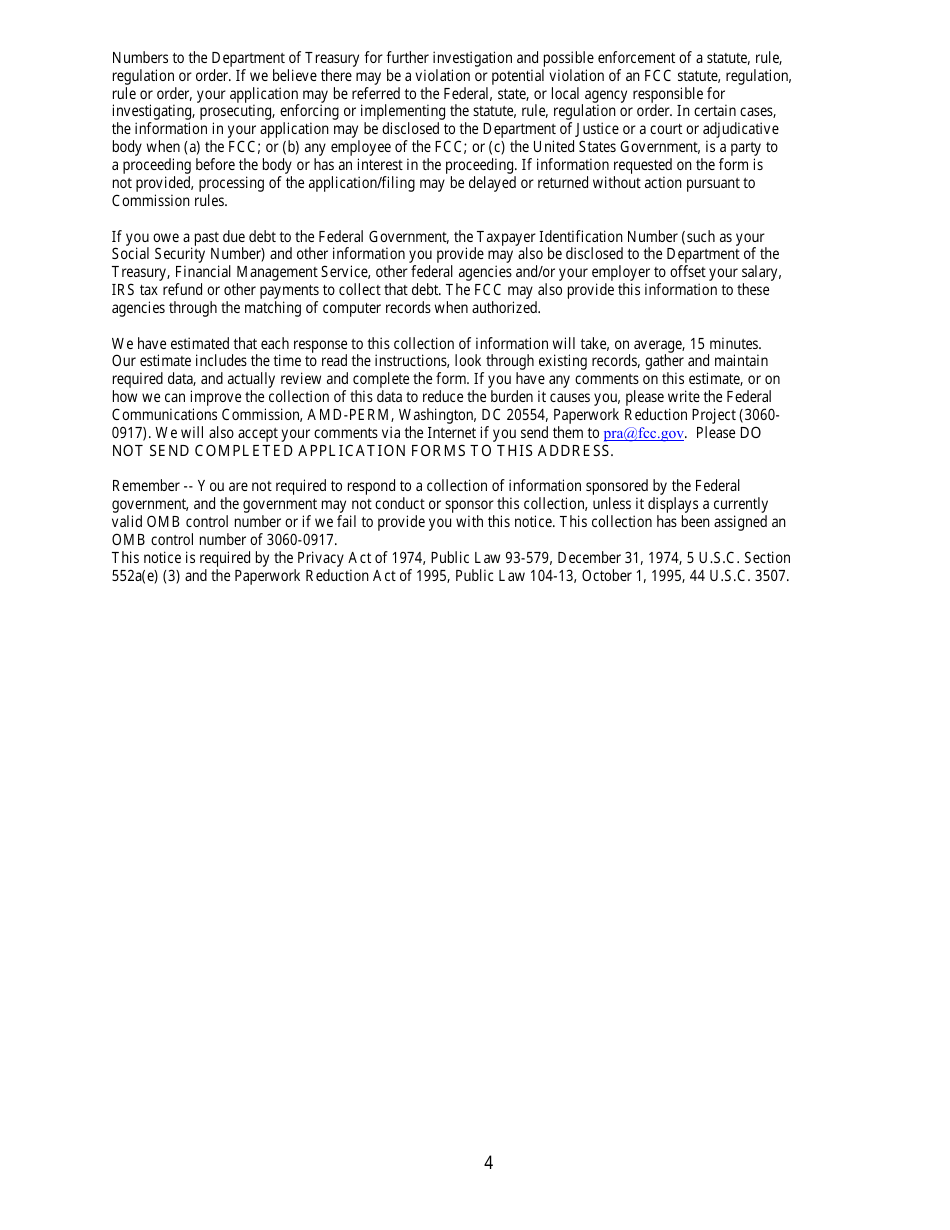 FCC Form 160 Cores Registration Form, Page 4