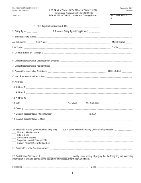 FCC Form 161  Printable Pdf