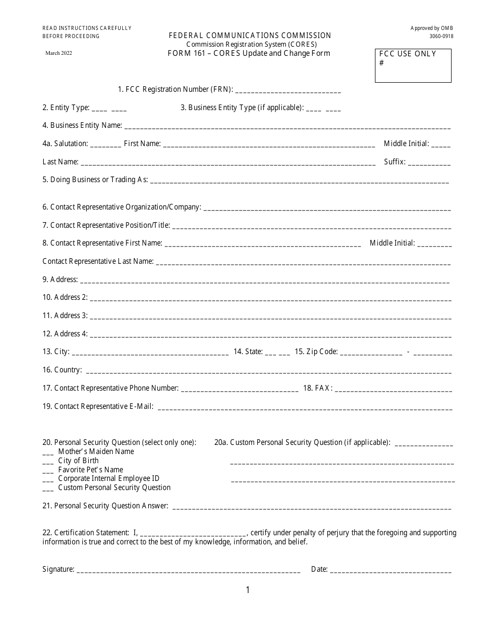 FCC Form 161 - Fill Out, Sign Online and Download Printable PDF ...