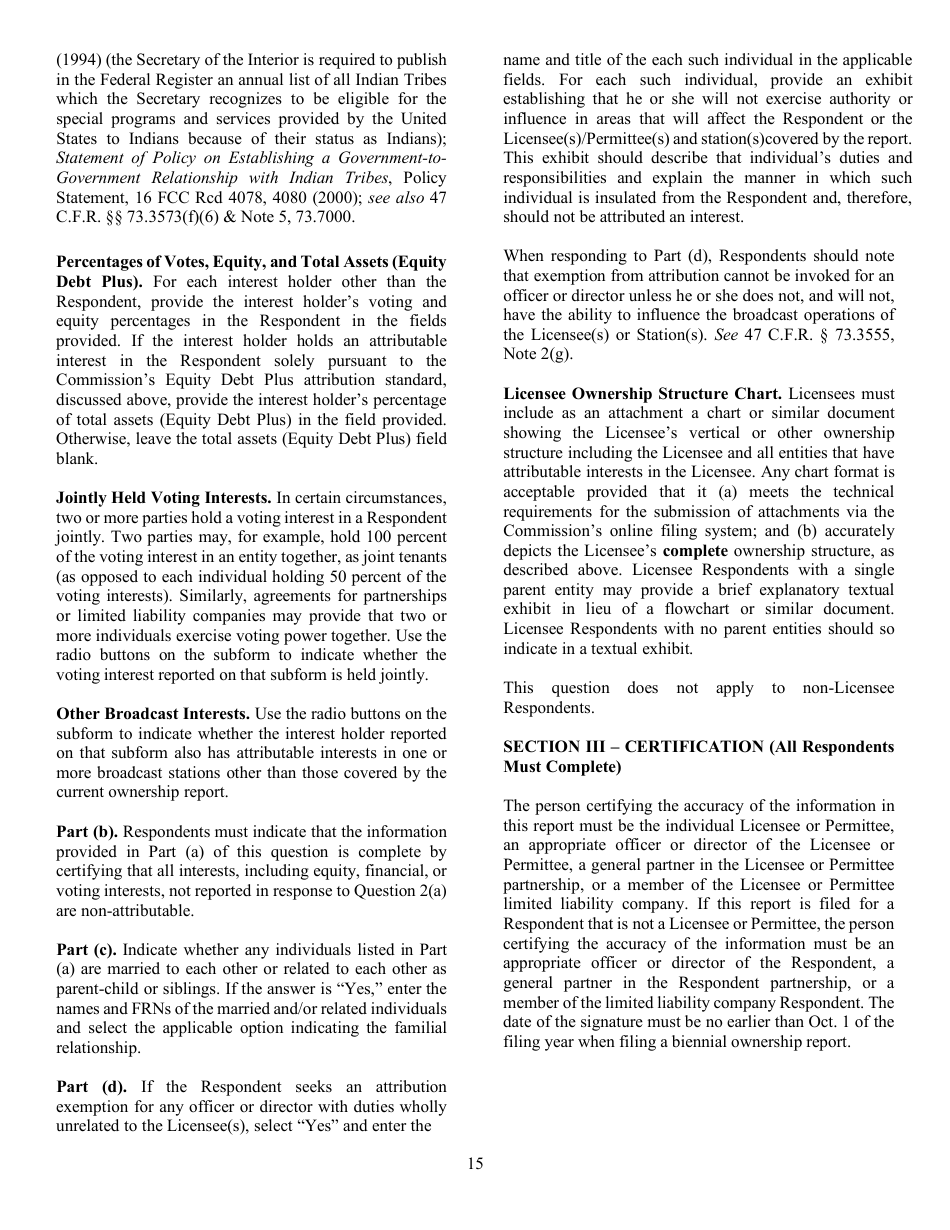 FCC Form 323 Ownership Report for Commercial Broadcast Stations, Page 15
