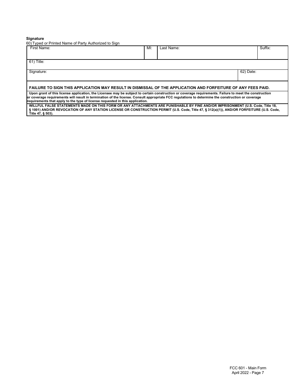 FCC Form 601 Application for Wireless Telecommunications Bureau Radio Service Authorization - Main Form, Page 28