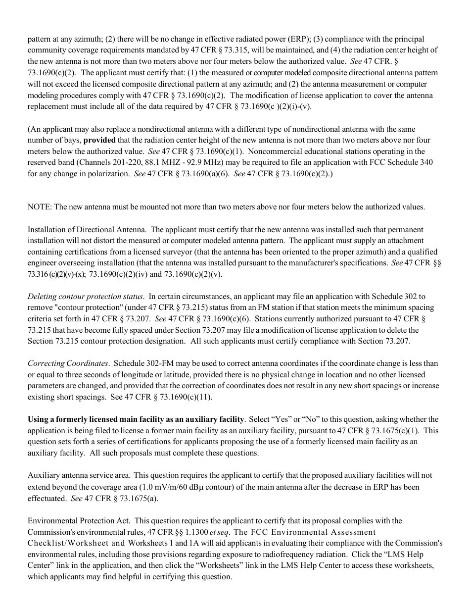 Instructions for FCC Form 2100 Schedule 302-FM Fm Station License Application, Page 11