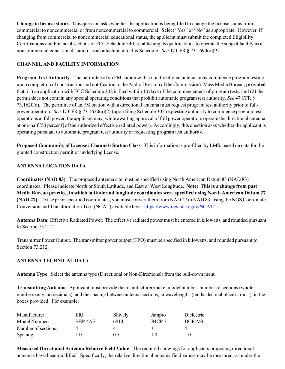 Instructions for FCC Form 2100 Schedule 302-FM Fm Station License Application, Page 12